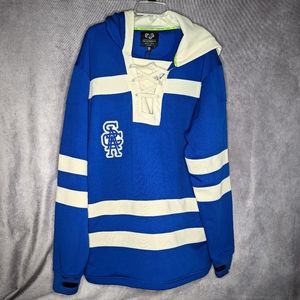 Saga Outerwear Men's XL Knuckle Puck Pullover Hockey Jersey Ski Jacket Blue NEW